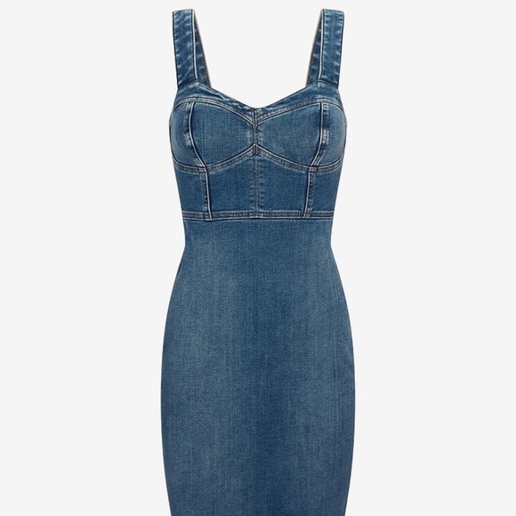 Express Sweetheart Neckline Denim Dress - Picture 3 of 5
